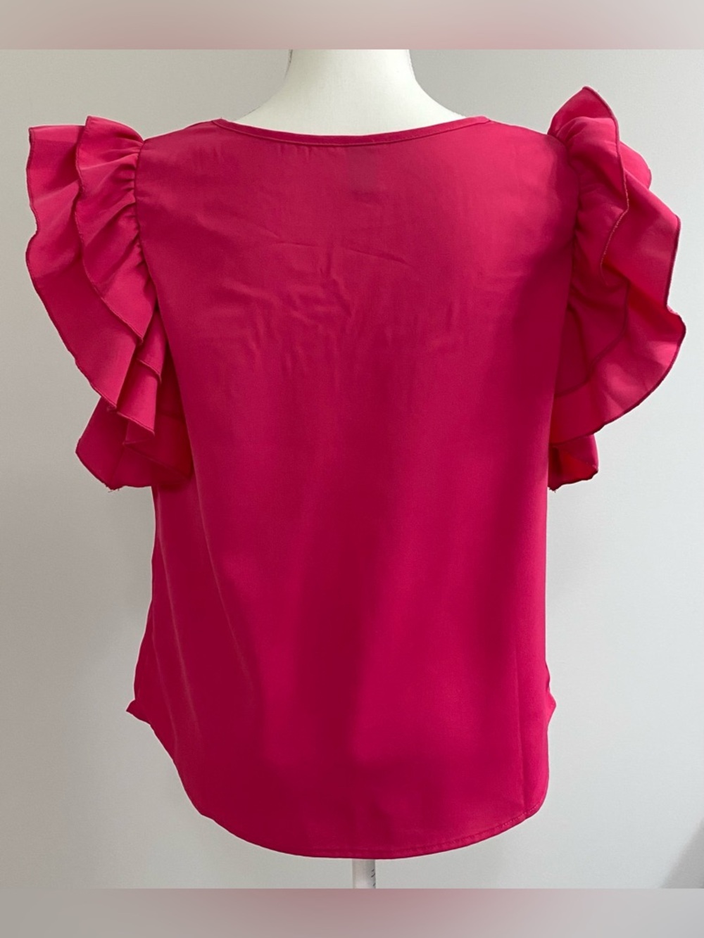 SHEIN Womens M Solid Pink Ruffle Sleeve Top Boho Summer Lightweight Preppy Fairy - Picture 6 of 16